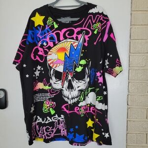 Fresh Laundry Grateful Dead Skull Smiley Shrooms Neon Mens 3XL Graffiti T-Shirt